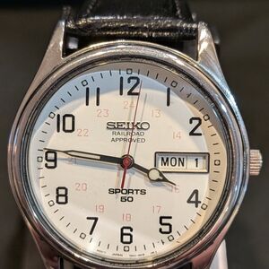 Seiko Sports 50 Silver and Black Watch
